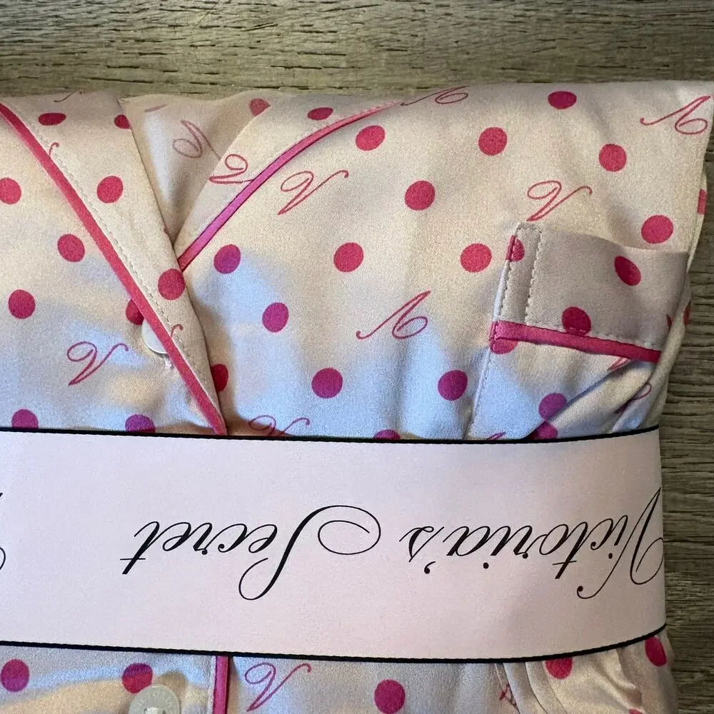 Victoria's Secret The Satin PJ Pink Polka Dot XL